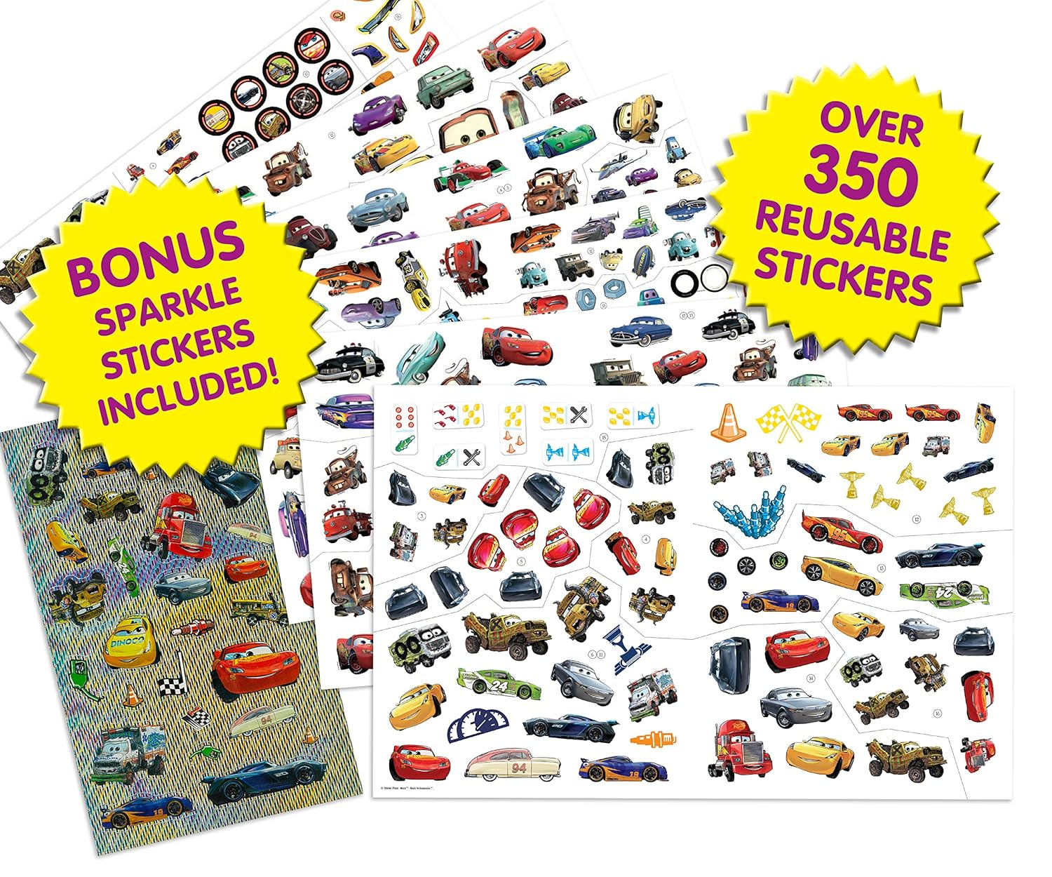 Disney / Pixar Cars Sticker Book Treasury - Activity Books for Kids, 350 Reusable Stickers, 96 Pages of Fun: Activity Book Treasury Puzzle Game for Kids image number 5