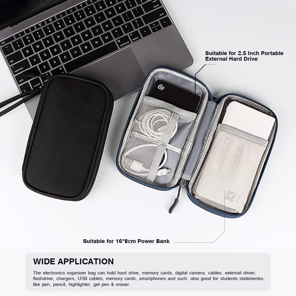 Electronics Organizer Bag Pouch Cable Charger Organizer Travel Shockproof Cord Carrying Case for Earphone Powerbank USB Hard Drive SD Card ( image number 4