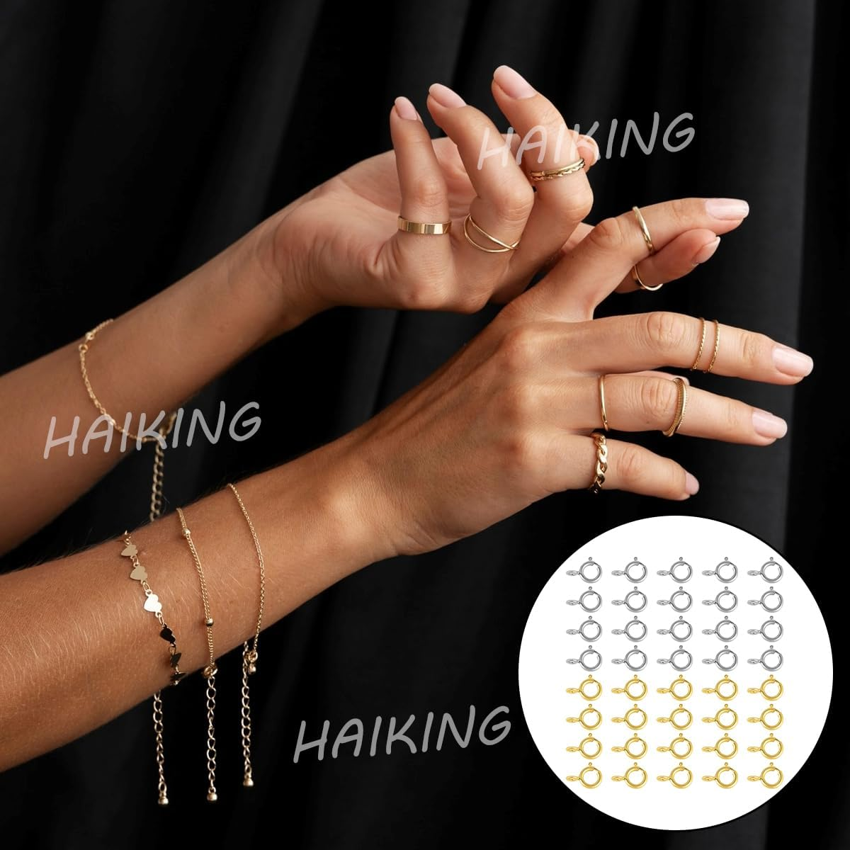 Spring Ring Clasp, 40 Pcs Open Ring Jewelry Spring Clasps for Jewelry Making (9 * 6MM) image number 5