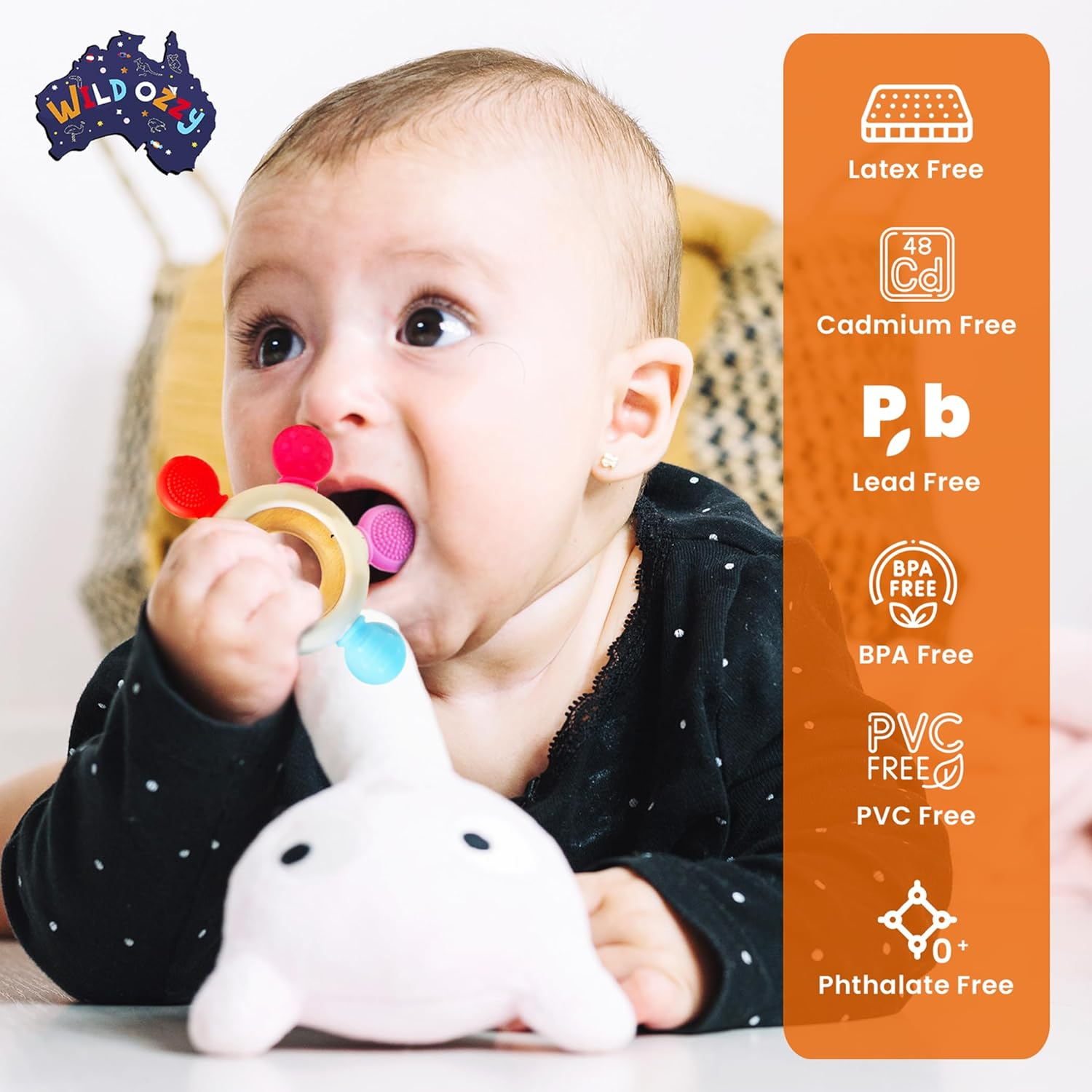 Baby & Toddler Teething Toys- Colorful Baby Teether Food Grade Silicone BPA Free Freezable Teether for Babies- Portable, Easy to Clean Chew Toy for 0-12 Months