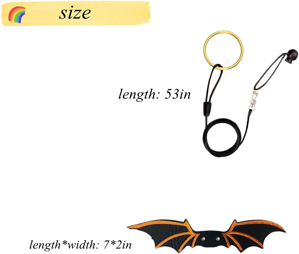 Lizards Leash Bearded Dragon Adjustable Small Reptile Animals Harness 3 Size Soft Leather Harness Lizards Leash with Wing for Small Medium and Large Reptile Animals (Black) image number 6