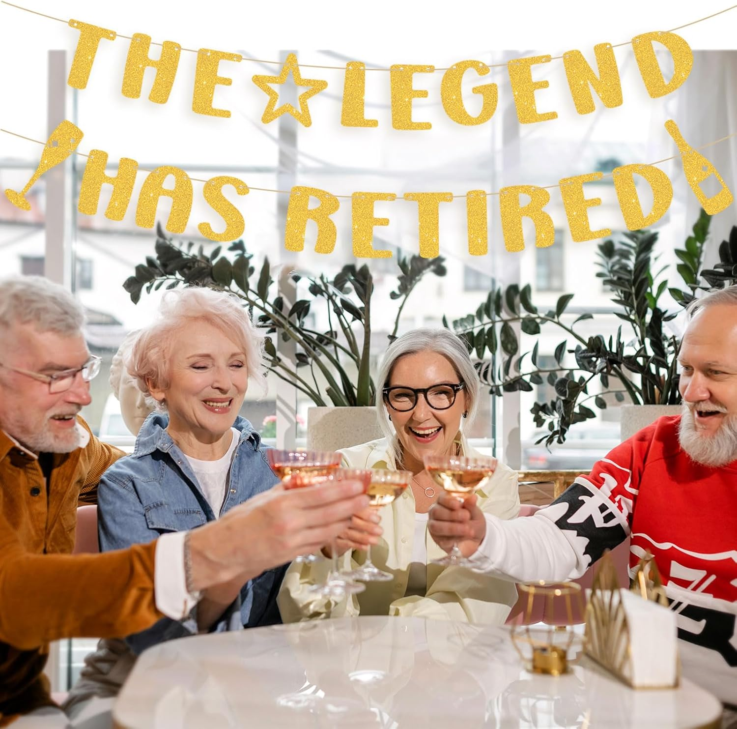 The Legend Has Retired Banner, Glitter Retirement Party Banner Retirement Garland Retirement Decorations Supplies Gifts for Men & Women (Golden) image number 4
