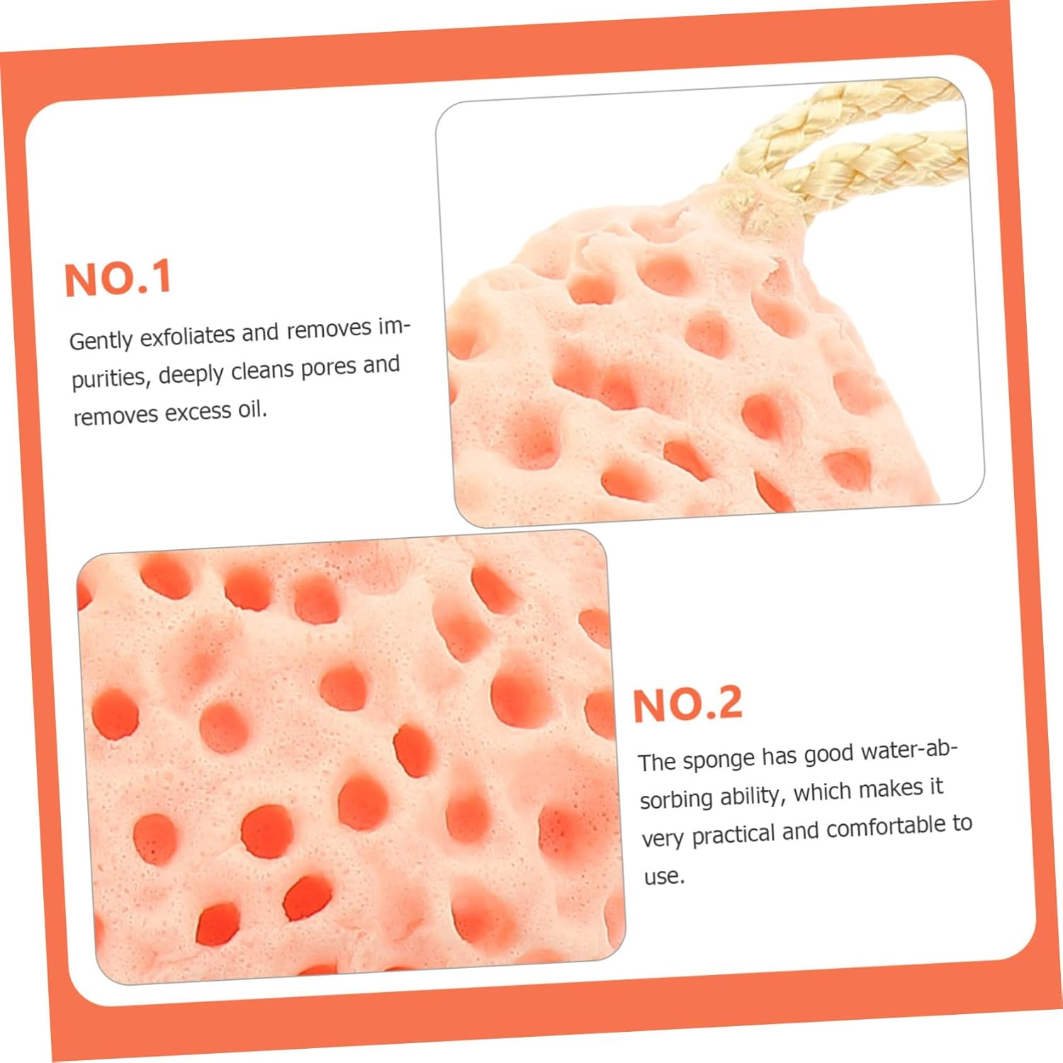 3Pcs Portable Facial Exfoliating Sponges for Face Washing and Makeup Removal, Supple Compressed Bath Sponges in Green, Orange, and Pink for Daily Skincare and Shower Use image number 4