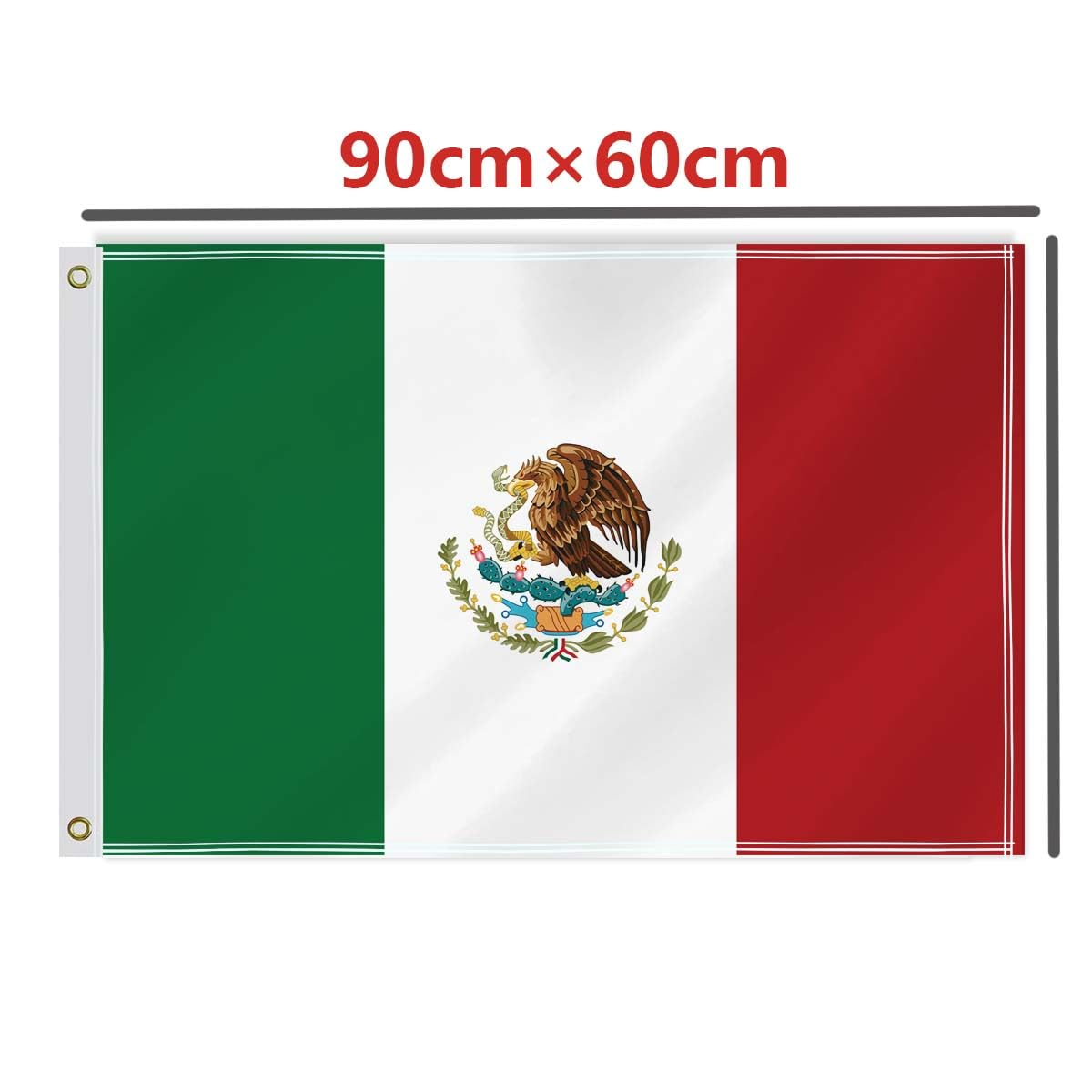 2&times;3 FT Mexico Flag,60&times;90 Medium Size Mexicans National Decor,Double Side Digital Printed 150D Polyester Banner with Canvas Header Brass Grommet image number 2
