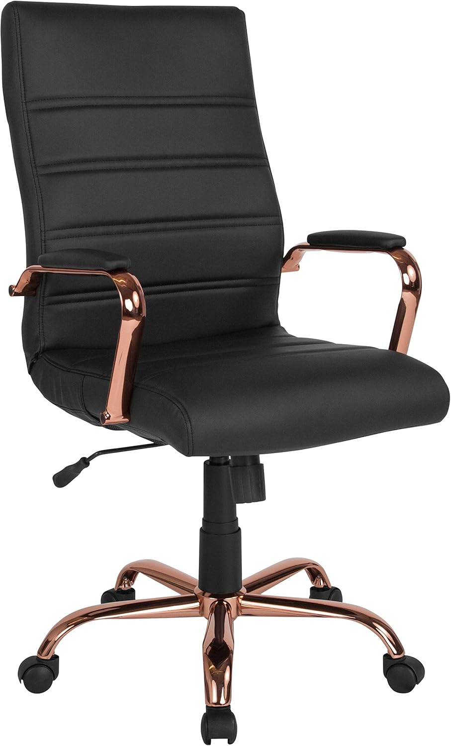 Flash Furniture Mid-Back Black Leathersoft Executive Swivel Office Chair with Chrome Base and Arms