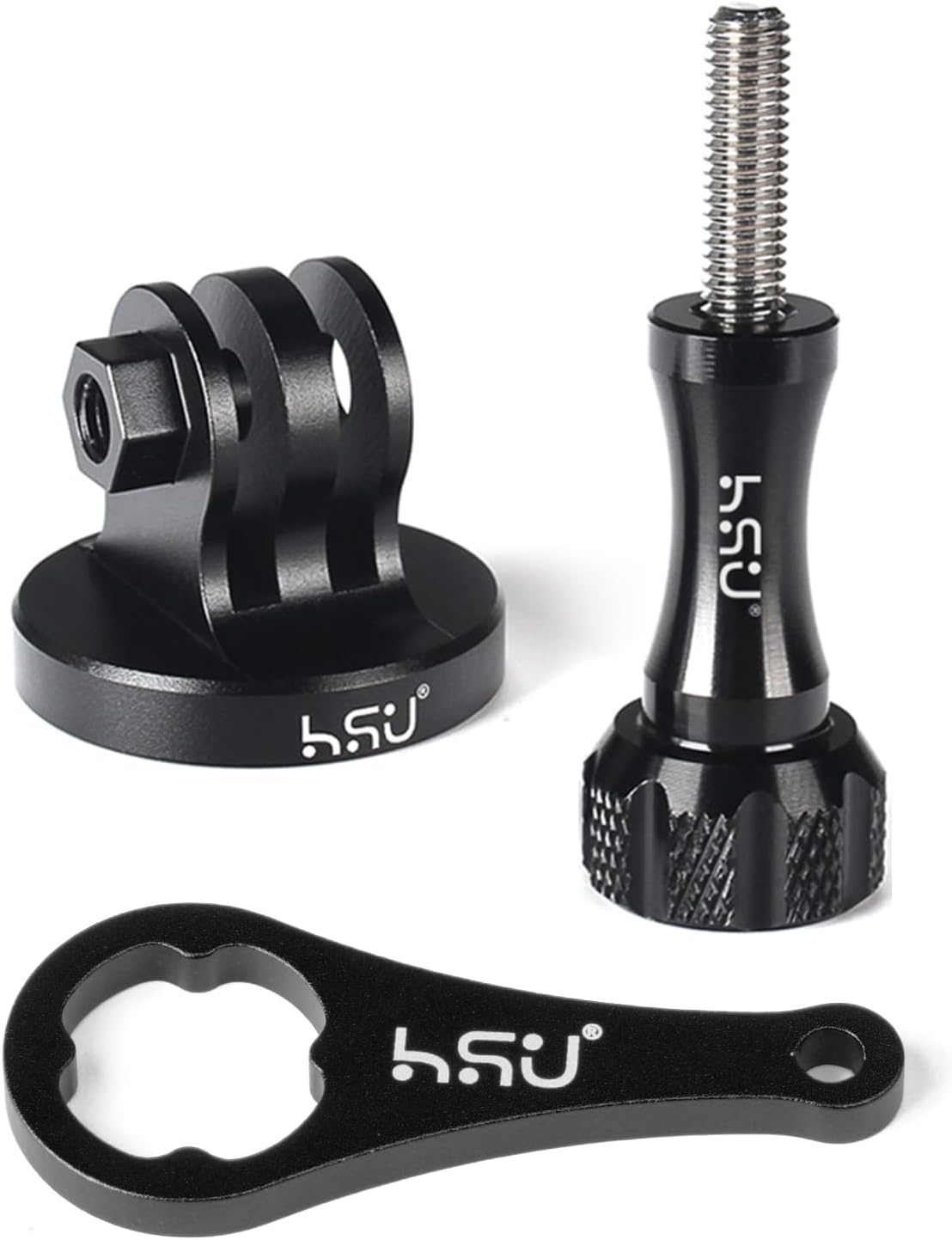 (360 Degree Rotation Camera Mount (Black)) - HSU Aluminium 360 Degree Rotation Camera Mount, Tripod Adapter Compatible with Gopro Hero, DJI, Sony, Xiaomi Yi and Other Action Cameras