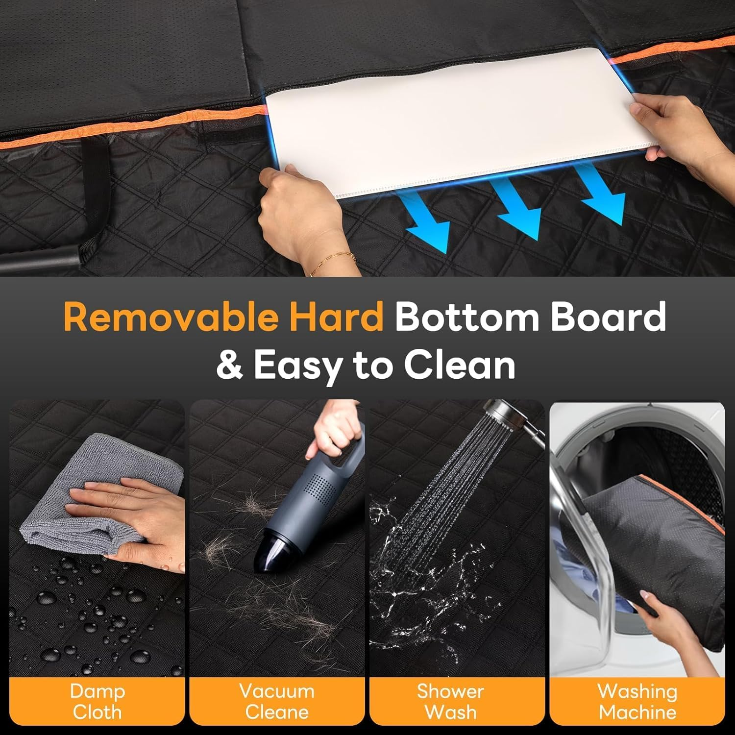 Back Seat Extender for Dogs, Hard Bottom Dog Hammock for Car with Mesh Vision Window | Waterproof, Dog Car Seat Cover Includes Carry Bag - Foldable & Easy to Store Compatible with Cars SUV & Trucks image number 3