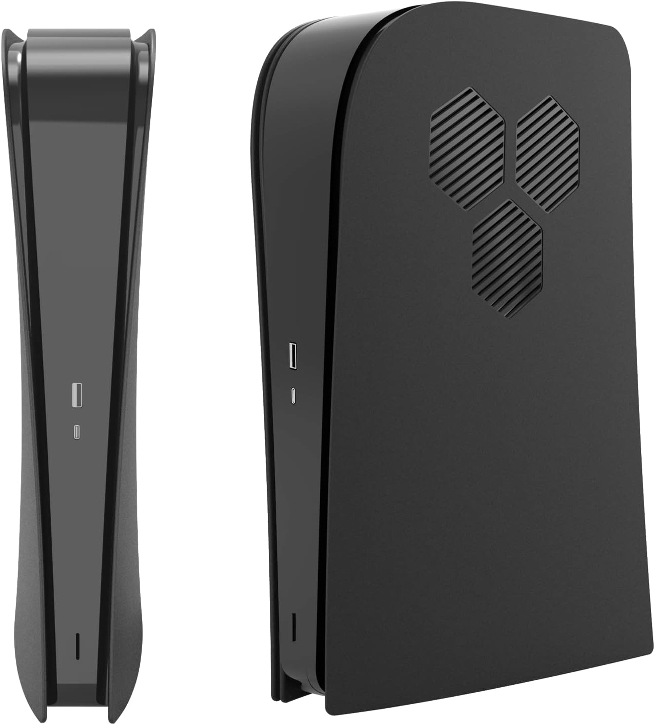 PS5 Console Face Plates, Playstation 5 Accessories with Fan Vents Faceplate，With Dust Filter for Cooling Vents，Shockproof ABS Shell Cover Case - Digital Edition (Black Hexagon (Digital Edition))