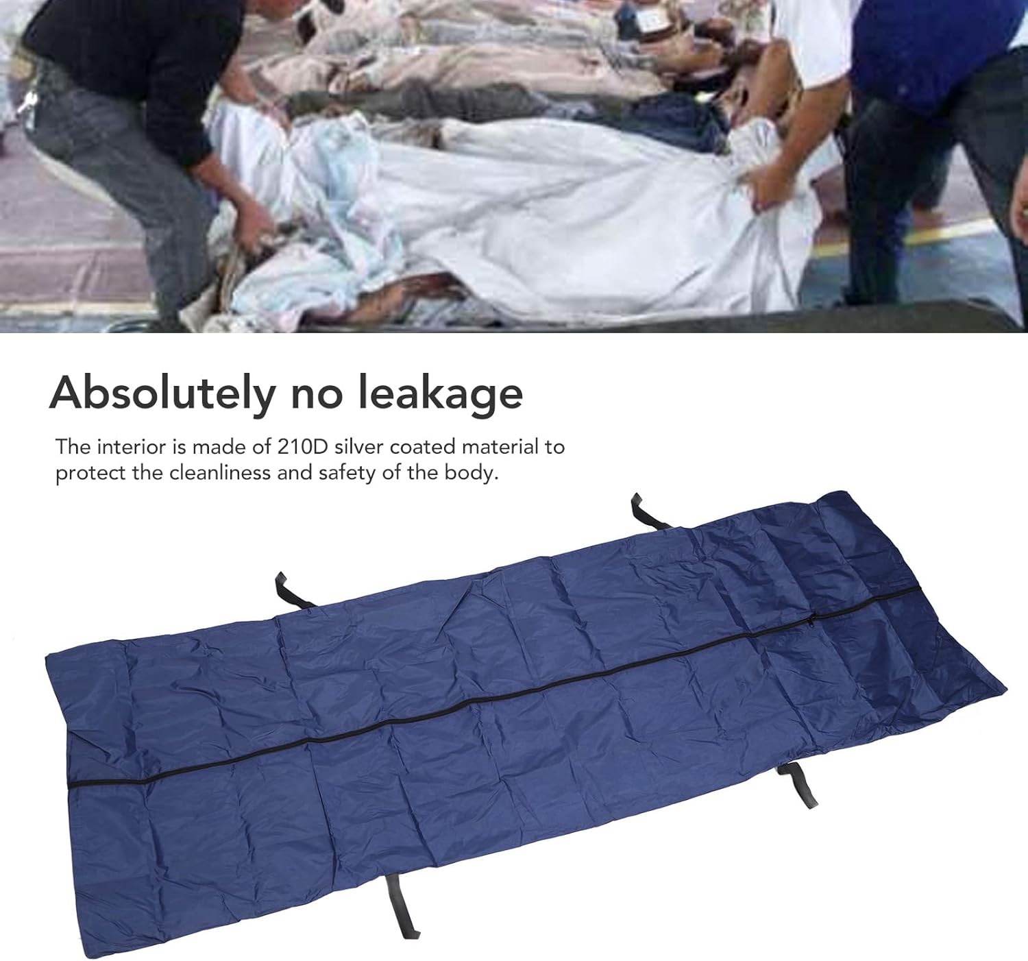 Cadaver Bag, Emergency Body Storage Bag, Thickened Leak Proof Corpse Bag, Silver Coated Oxford Waterproof Bags with 4 Handles, Reusable for Corpse Storage and Transportation (210 * 75CM) image number 3