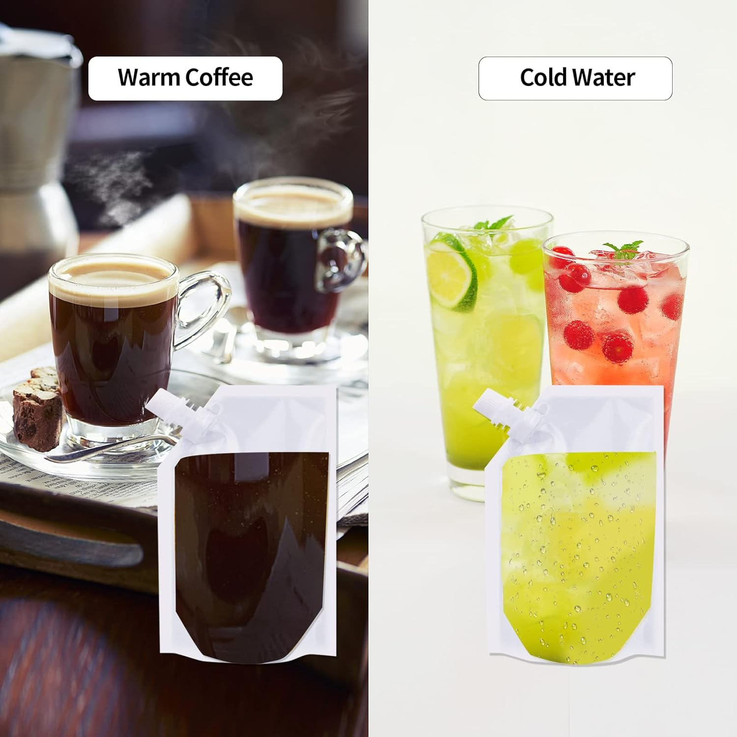 Travel Pouch,10Pcs Plastic Reusable Hip Flask with Spout,Drink Pouches for Festivals Hide Alcohol,Juice, Sneak Booze, Liquor, Rum, Water -420Ml image number 5