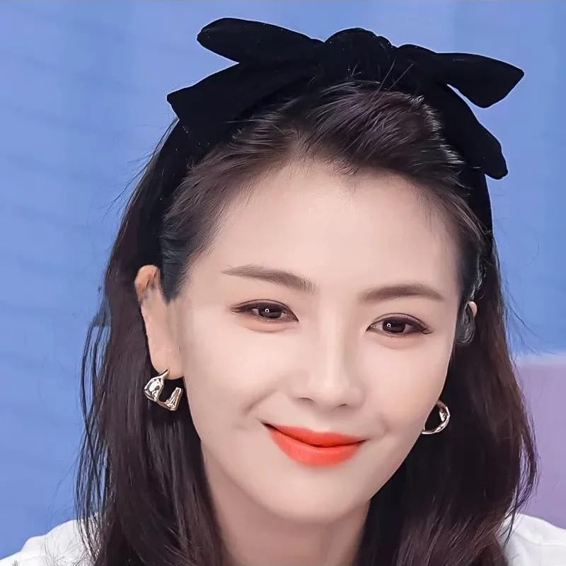 Big Bow Headband for Women Girls Large Bow Headbands Hair Hoops Black Fabric Headband Hair Bow Accessories for Womens Wide Extra Headband with Bow Knot Head Bands for Women'S Hair Non Slip image number 3