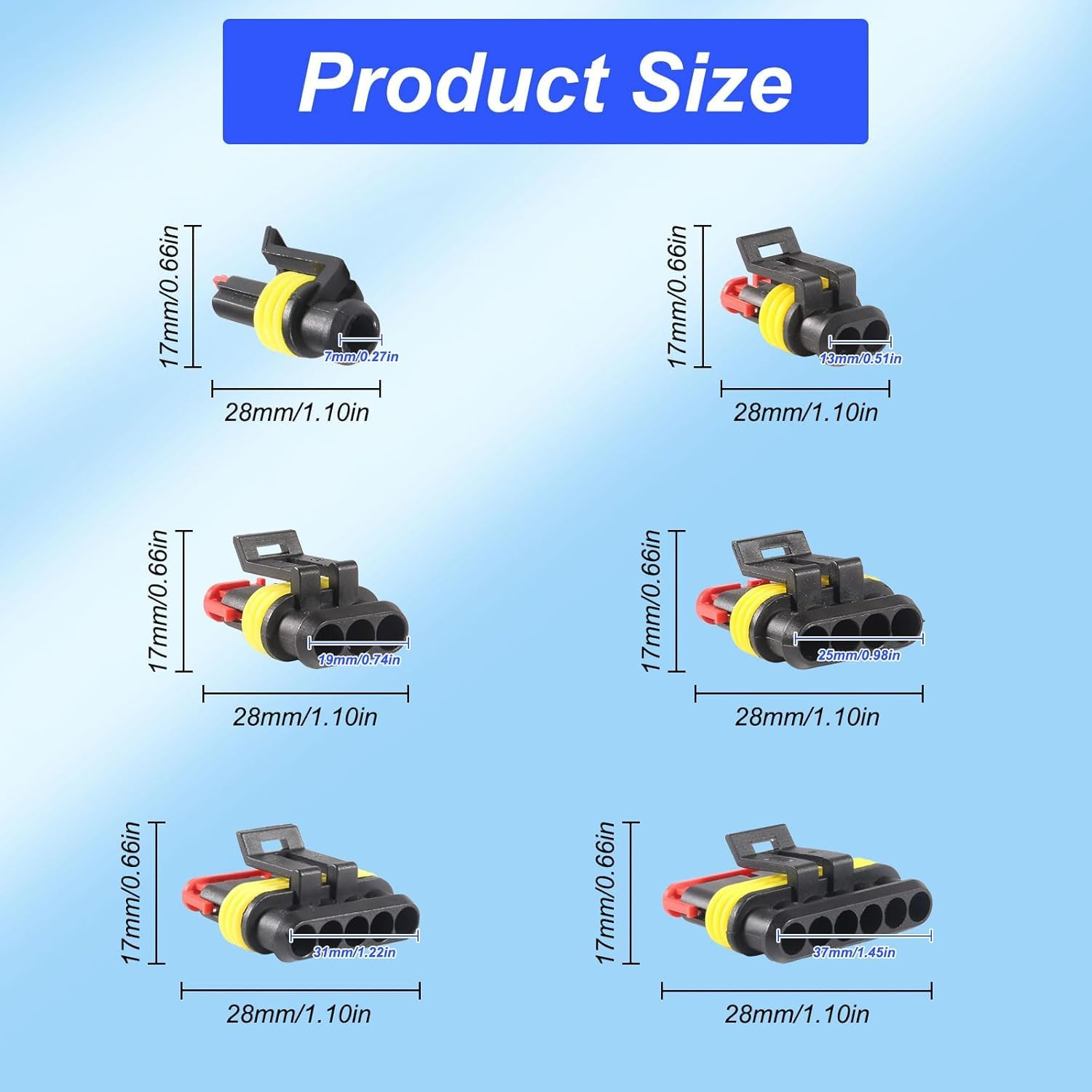 708PCS Waterproof Automotive Electrical Connector Terminals Kit,12V Car Electrical Wire Connectors Plug Kit,1/2/3/4/5/6 Male and Female Pin Connectors for Motorcycle, Truck, Car, Boats image number 2