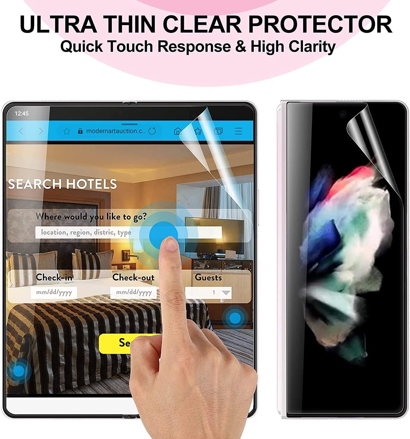 [3+3] Hydrogel Screen Protector for Samsung Galaxy Z Fold 4 5G, Electro-Weideworld Scratch Resistant HD Clear TPU Screen Protector, Support Fingerprint Unlock image number 4