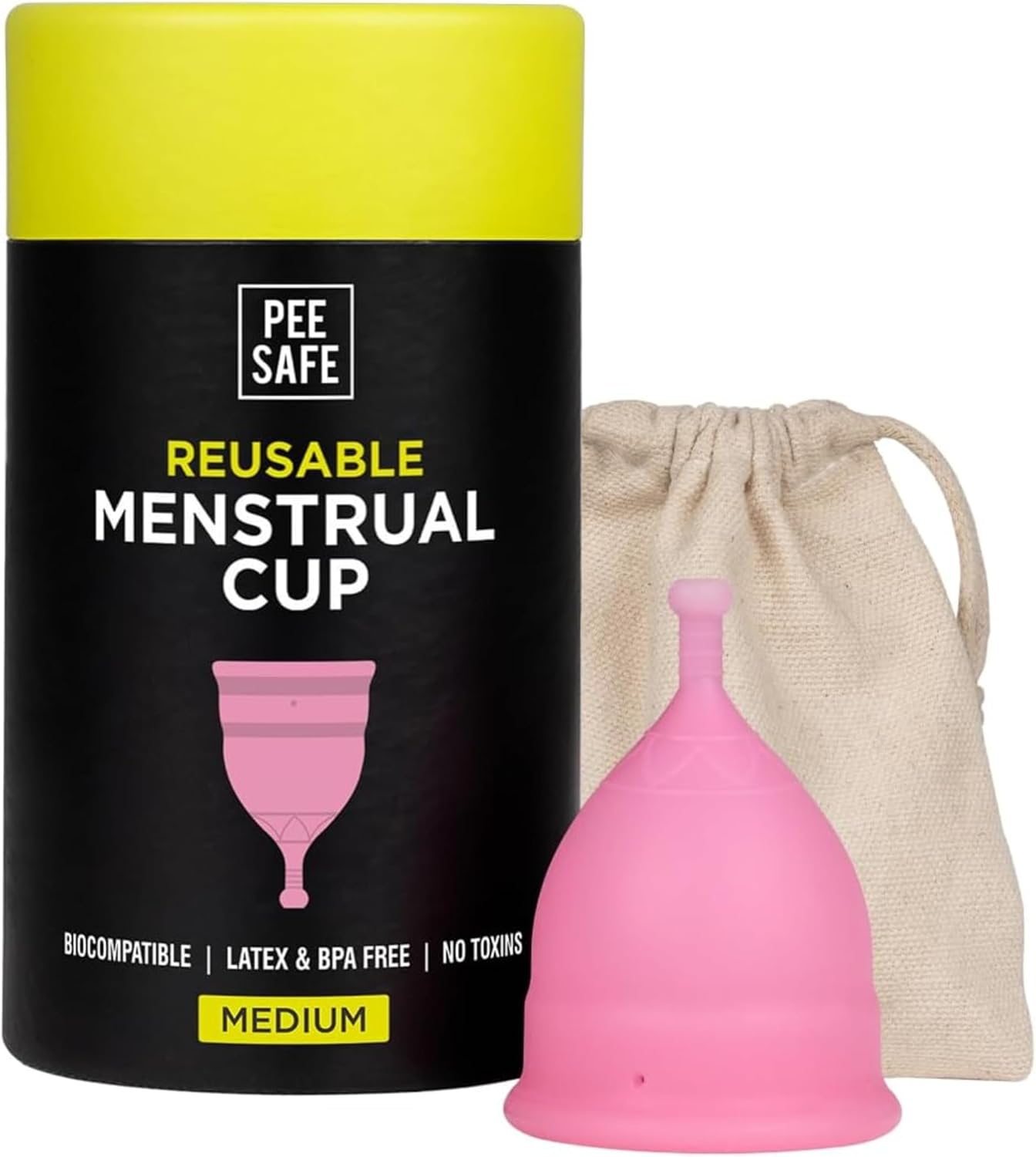 PEESAFE Menstrual Cups (Medium) Size A, 18 Years & above (Have Not Given Birth Vaginally), Period Cup, 100% Medical Grade Silicone, Menstrual Cup, Storage Pouch Included, Leakage Proof. image number 6