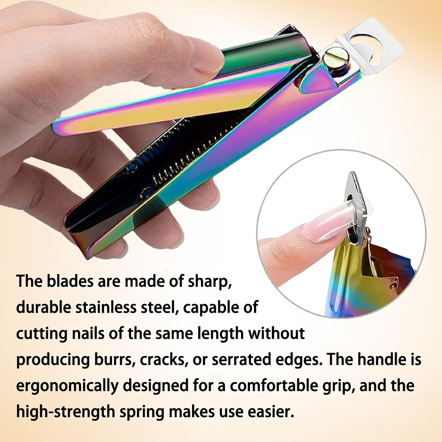 Rainbow Stainless Steel Nail Clippers for Acrylic Nails - Professional Cutter Trimmer Tool for Salon & Home Manicure - Adjustable & Durable - Enhance Your Nail Art Experience! image number 4