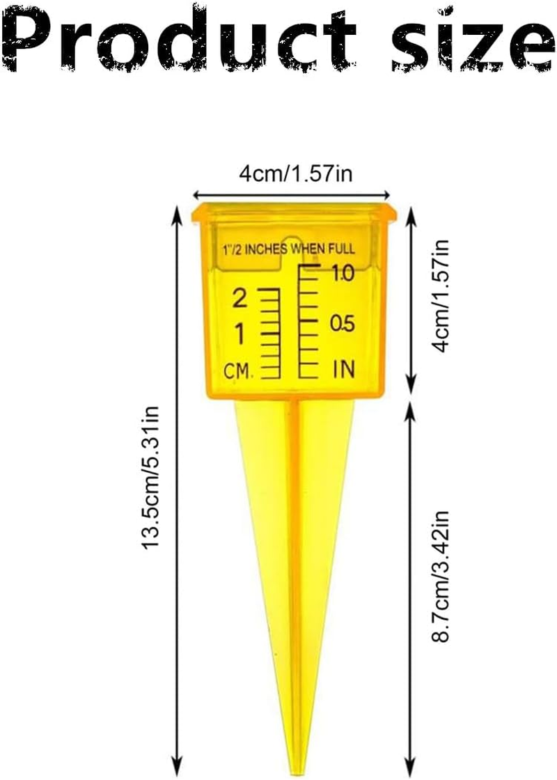 Bright Yellow Transparent Reusable Rain Gaugesgarden Water Gauge Outdoor Water Measuring Tool Plastic Sprinkler Gauge Instrument for Garden Lawn Backyard (Bright Yellow)
