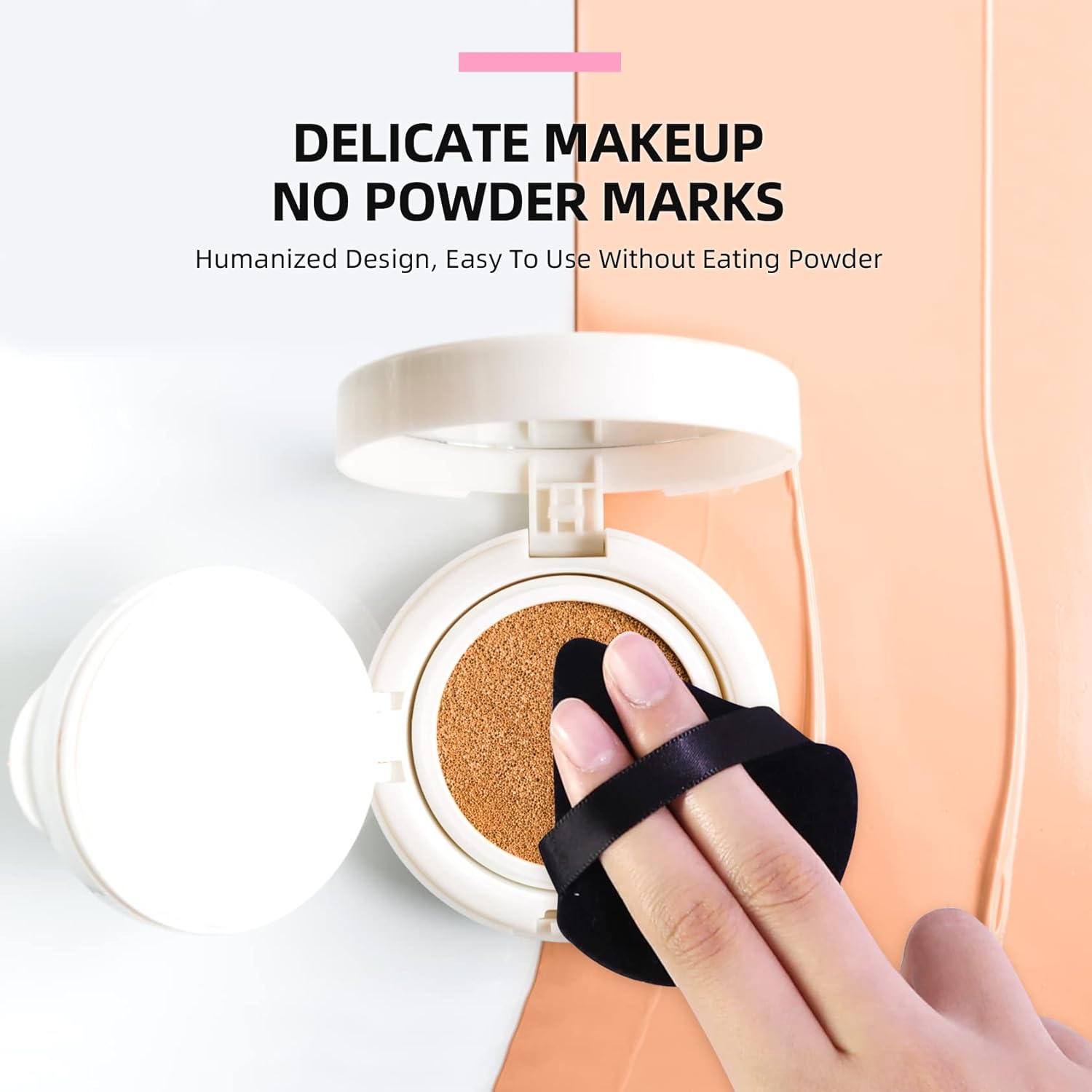20 PCS Cosmetic Powder Puff, 2.83'' Cotton Triangle Face Makeup Puff Setting for Loose Powder Velvet Soft Body Foundation Portable Wet Dry with Ribbon Band Handle Beauty Tool (Black; White)