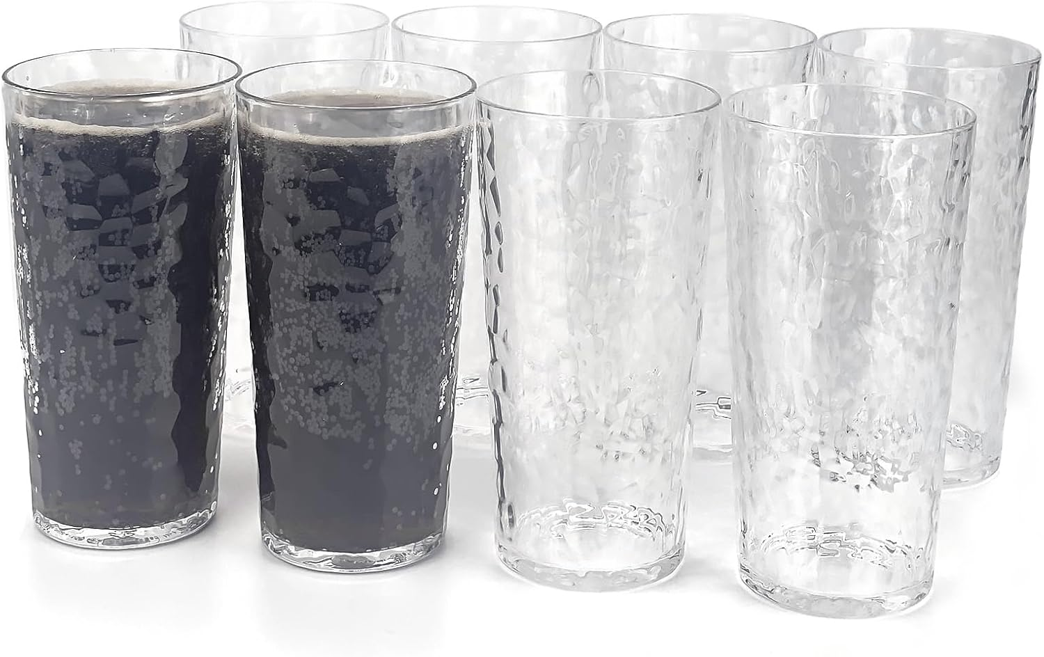 Yalin 24-Ounce Plastic Tumbler Acrylic Drinking Glasses, Reusable Plastic Cups, Stackable, Bpa-Free, Shatter Proof, Dishwasher Safe, Set of 8, Large, Clear, TG142