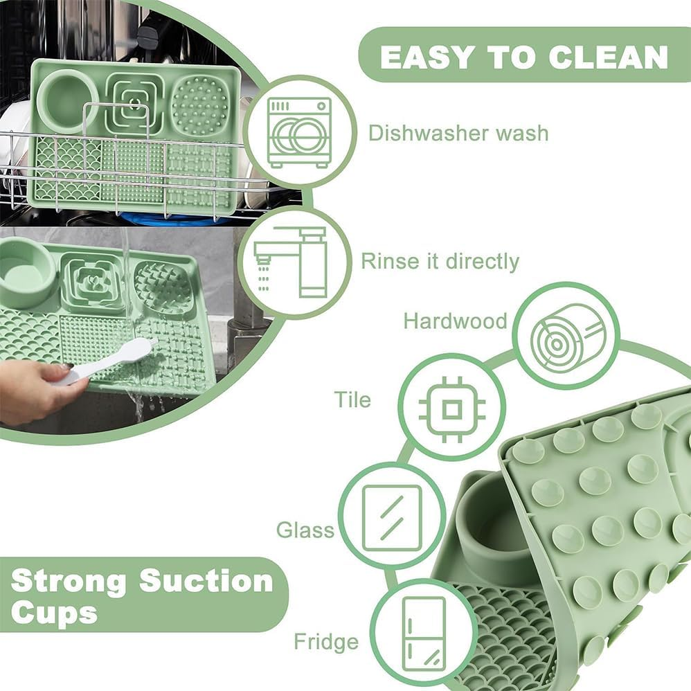 Pet Licking Mats,Dog Slow Food Mats,Slow Feeder Licking Mat with Suction Cups for Food and Water,Pet Food Utensils,Silicone Feeding Mat Perfect for Anxiety Relief Suitable for Butter Food Yogurt image number 1