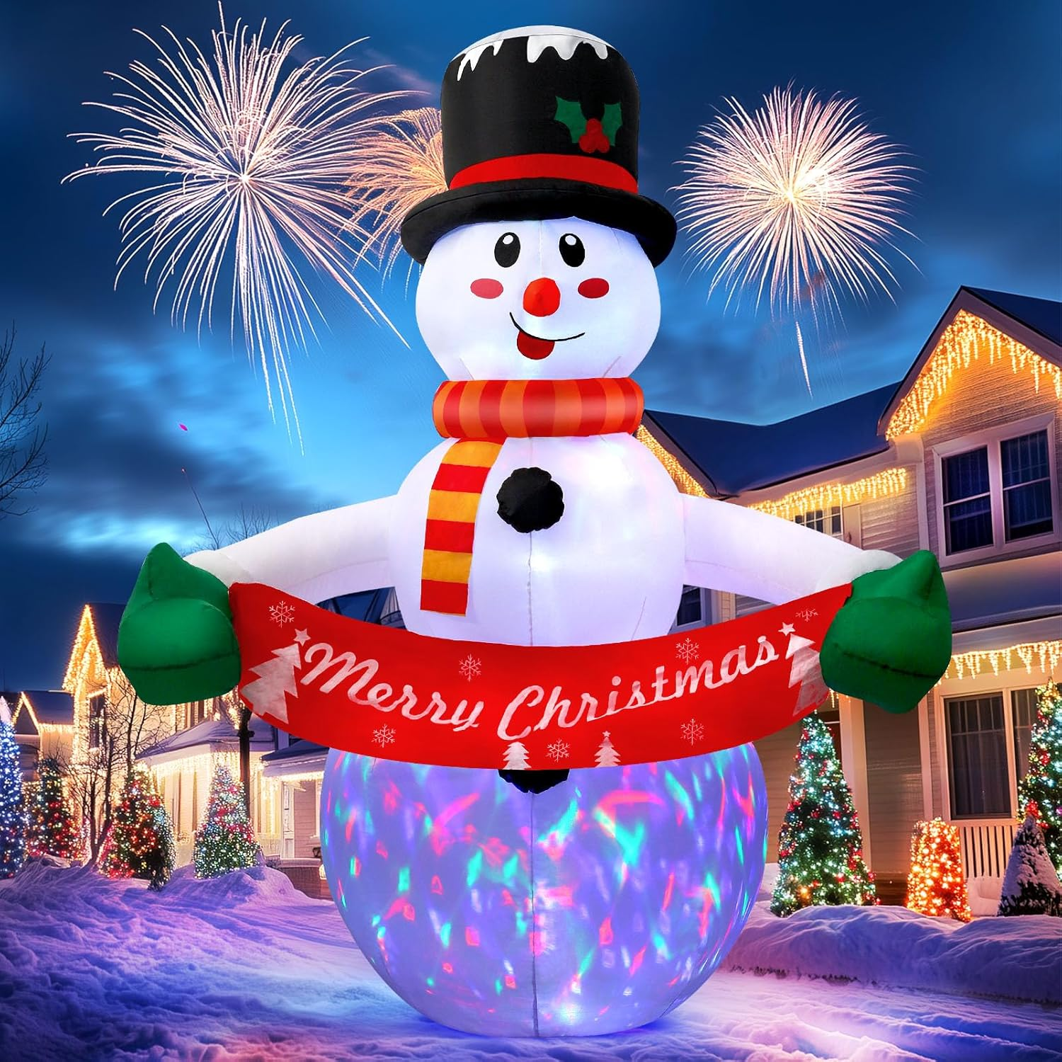 Alupssuc 2.1M Inflatable Christmas Snowman Nativity Scene Outdoor Decorations with LED Lights Blow up for Indoor Holiday Party Garden Lawn Xmas Decor 7FT image number 1