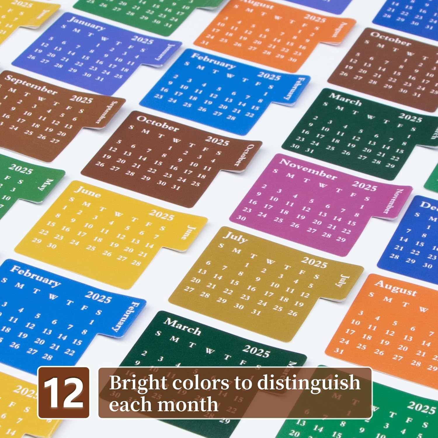 YUNAI 2025 Monthly Tabs for Planners, 4-Pack Calendar Stickers Tabs for Adults Notebooks, Month Dividers Sticky Tabs Labels for Notebooks Office Study Planner Accessories image number 1