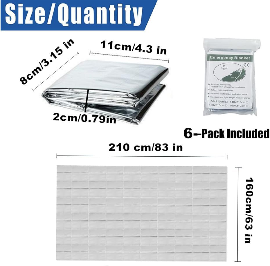 Space Blanket Survival Kit Camping Blankets,Emergency Thermal Blankets,Survival Reflective Thermal First Aid Foil Blankets,Emergency Thermal Blankets Space Blankets Survival Camping Blankets (6) image number 3
