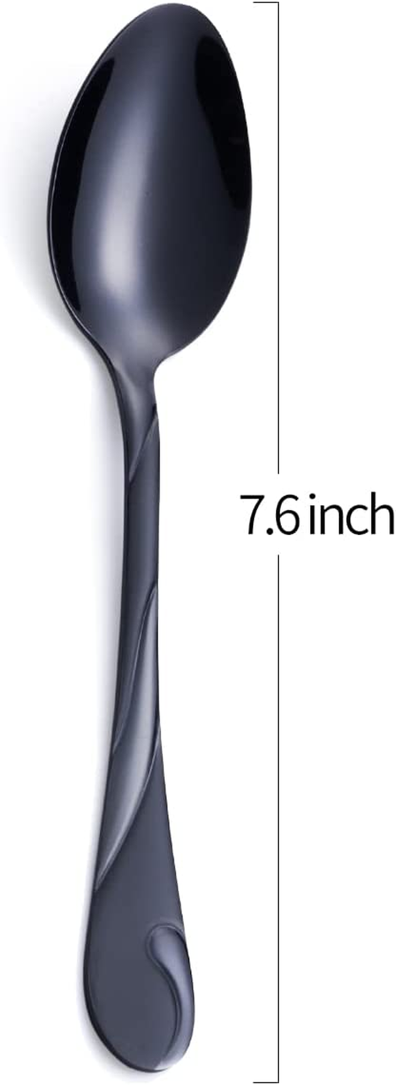 19.3 Cm Stainless Steel Black Dinner Spoon, Metal Soup Spoons Table Spoon Silverware Set of 6, for Home Kitchen Restaurants - Rainbow image number 5