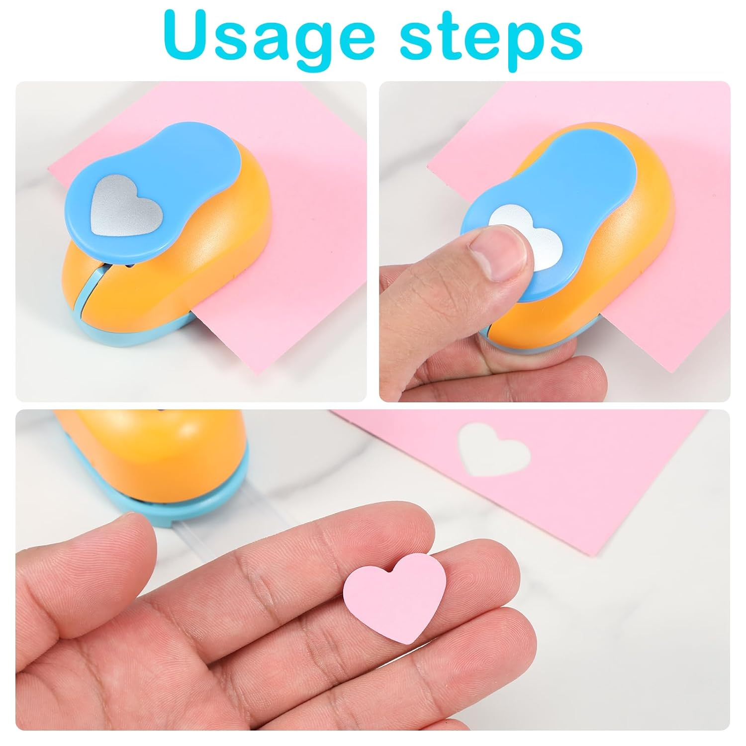 3Pcs Paper Shape Puncher 6Mm 25Mm 38Mm Heart Pattern Craft Shaper for Scrapbook Paper Cutting - Easy to Use Heart Hole Punch for DIY Crafts, Scrapbooking, Card Making image number 5