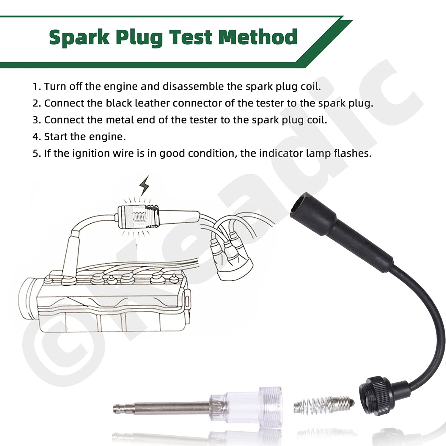 Keadic 2Pcs Inline Spark Plug Tester, Plug-In Engine Straight Boot Ignition Coil Tester Diagnostic Detector Tool for Lawnmower Automotive Lawnmower Car Big Internal & External Engines image number 3