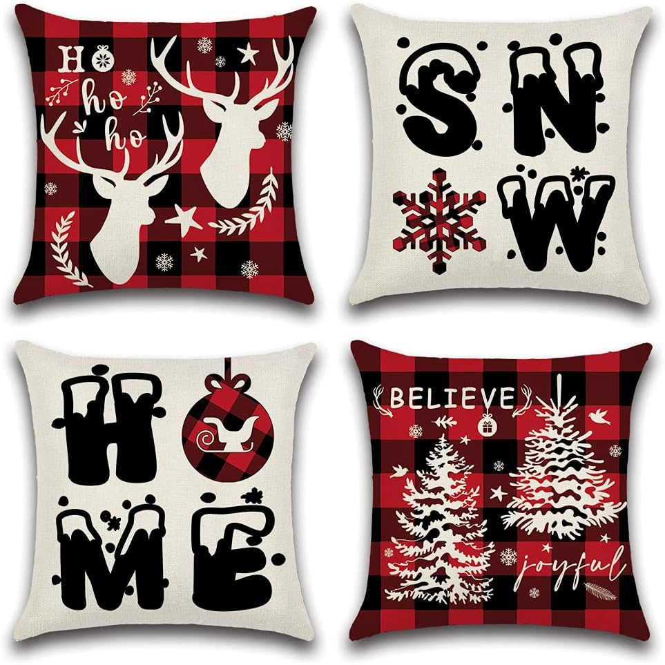 Christmas Theme Decoration - Throw Pillow Case Cushion Cover Linen Home 18X18In