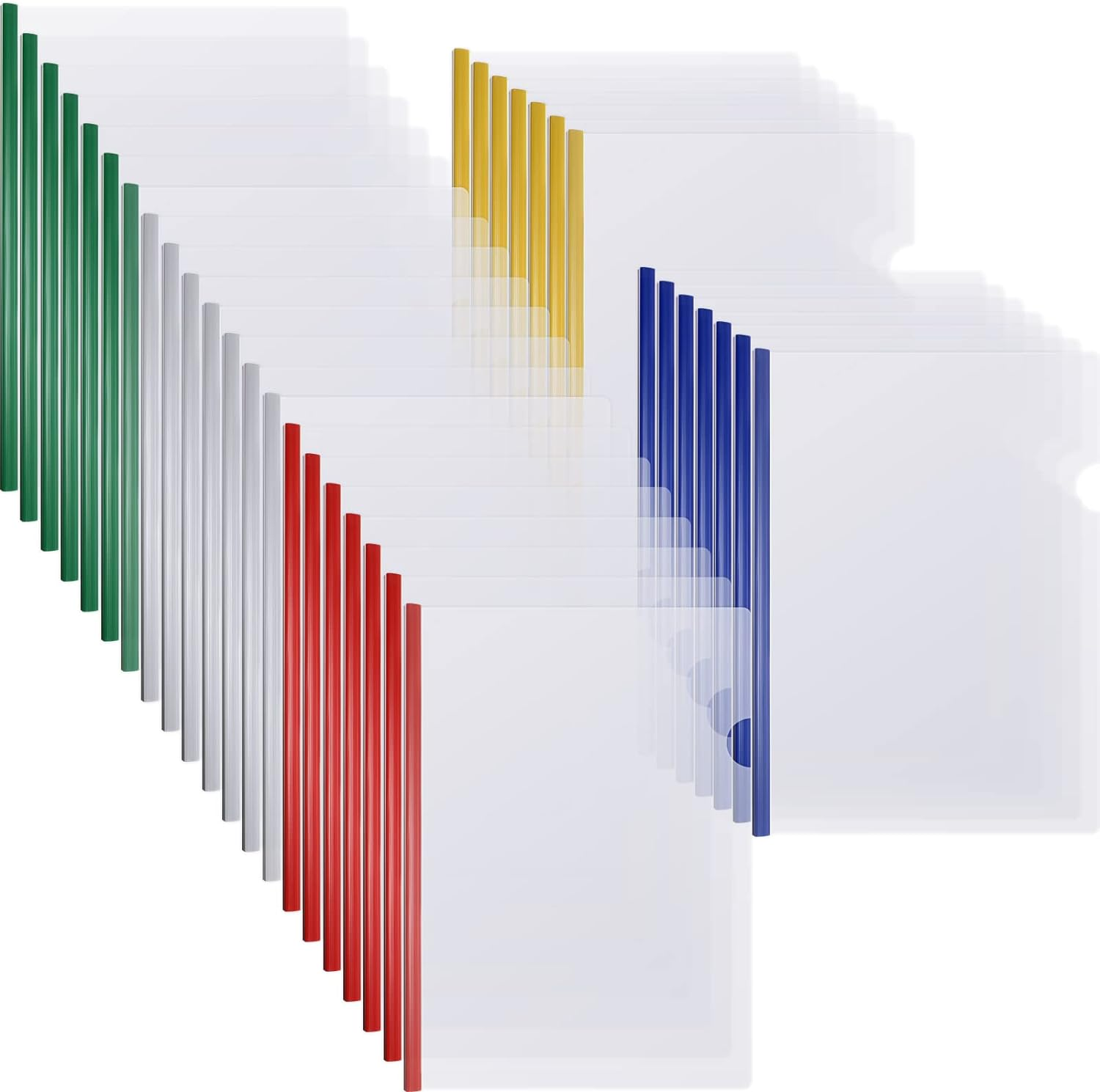 100 Pcs Clear Report Covers with Sliding Bar Clear Presentation Binder Transparent Resume Folder with 5 Colors Slider Bars Plastic Report Folder for File Report Paper Book Resume Letter School Office image number 7