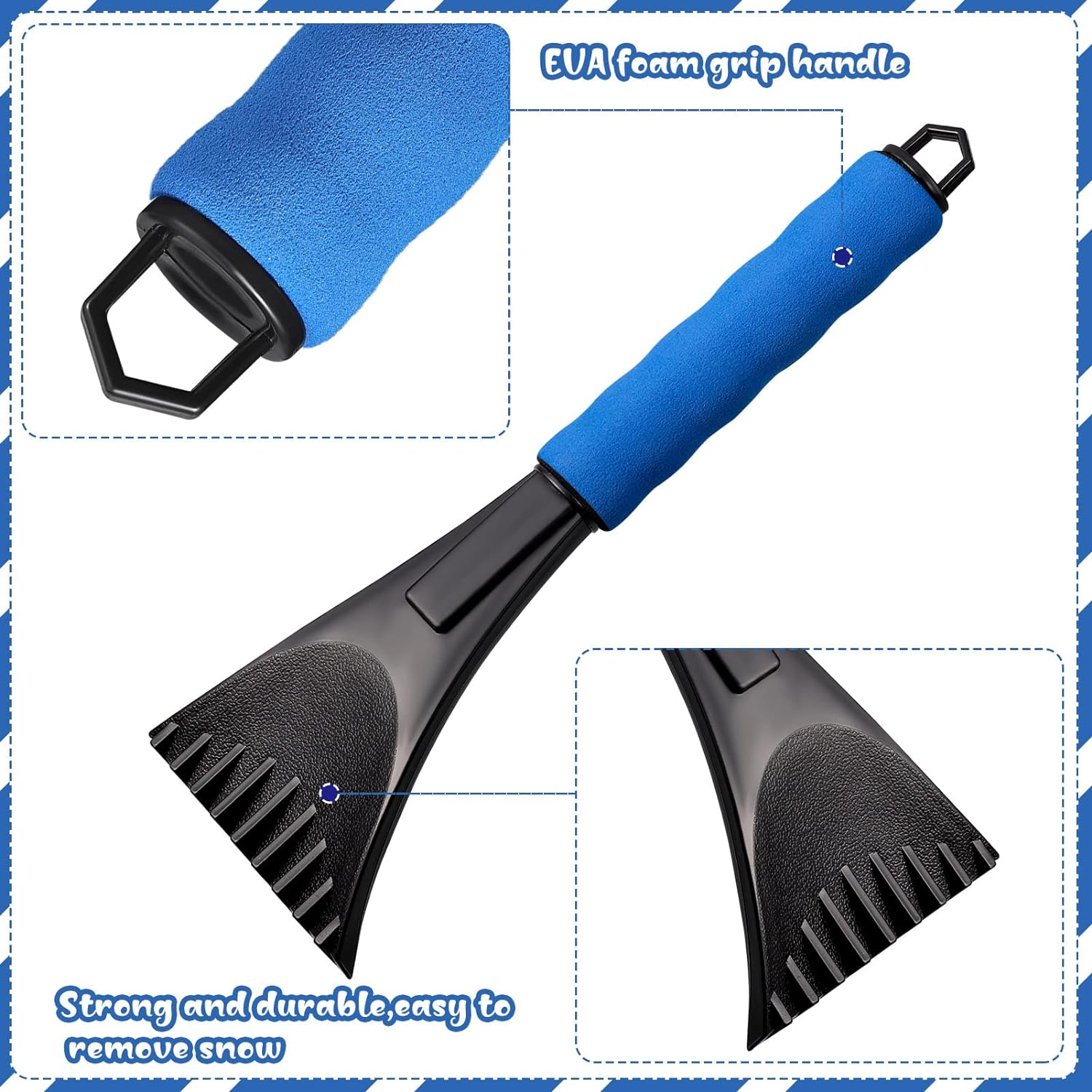 XINRUI 3 Pcs Car Ice Scraper, Car Windshield Snow ​Scraper, Portable Winter Car Windscreen Scraper with Foam Handle for Car Trucks Windshield Window image number 5