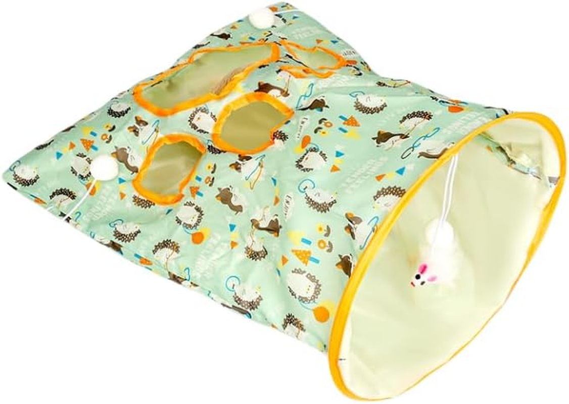 Cat Tunnel Bag Mix Postage Bag- Dexterity Training Toys - Nylon Bag Tunnel Toys for Cat/Green 34 * 32 * 5.7CM.