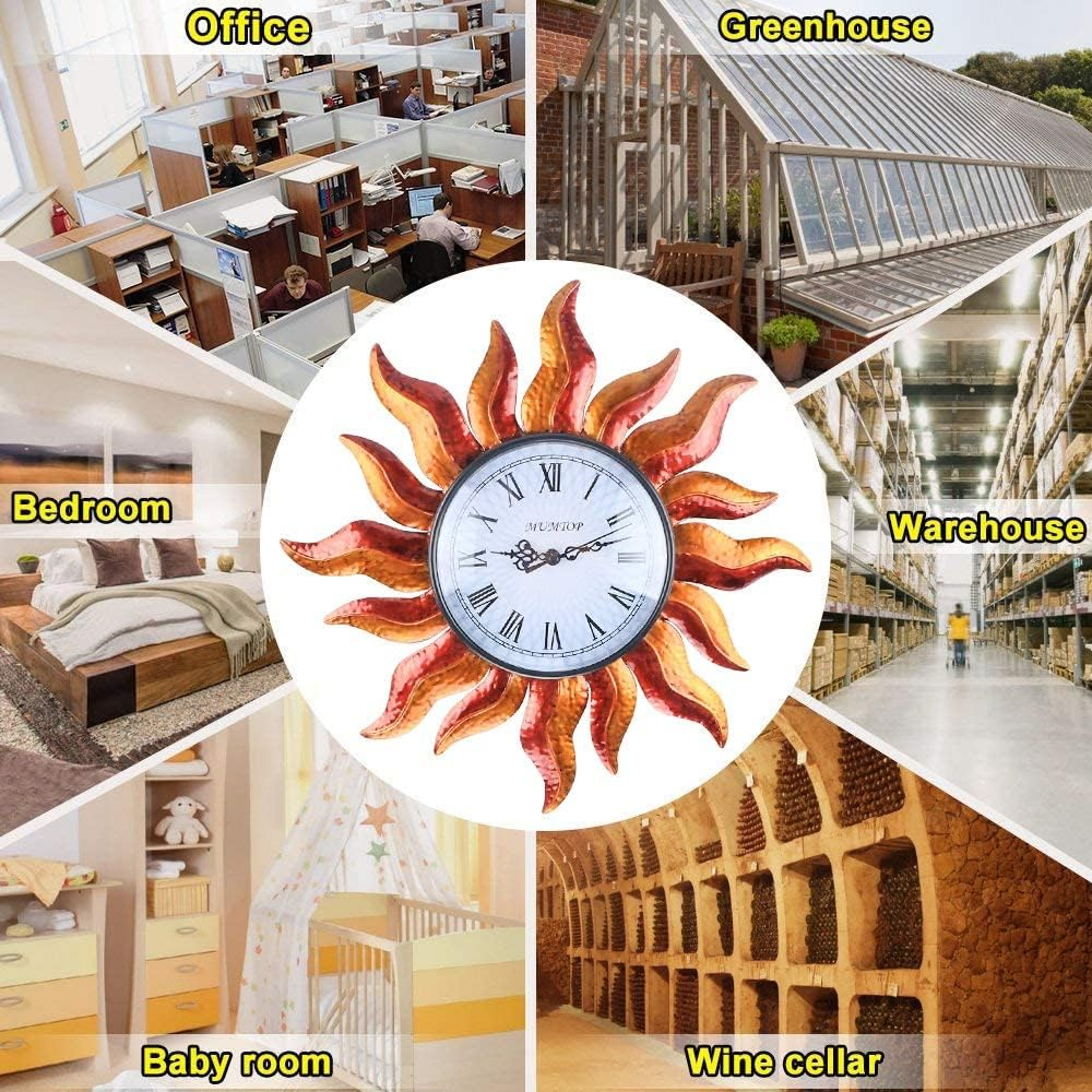 MUMTOP Indoor Outdoor Wall Clock Outdoor Clock Wall-Mounted Clock Exquisite Decoration (Sun)