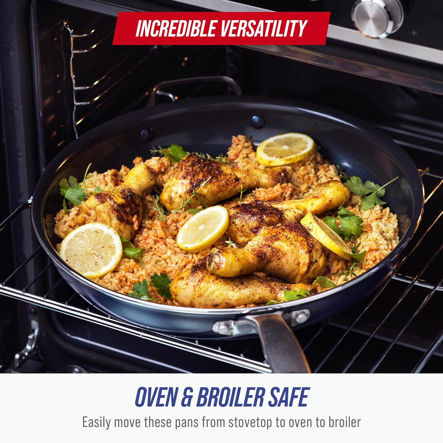 Blue Diamond Cookware Family Feast Diamond-Infused Ceramic Nonstick, Frying Pan, 14" image number 2