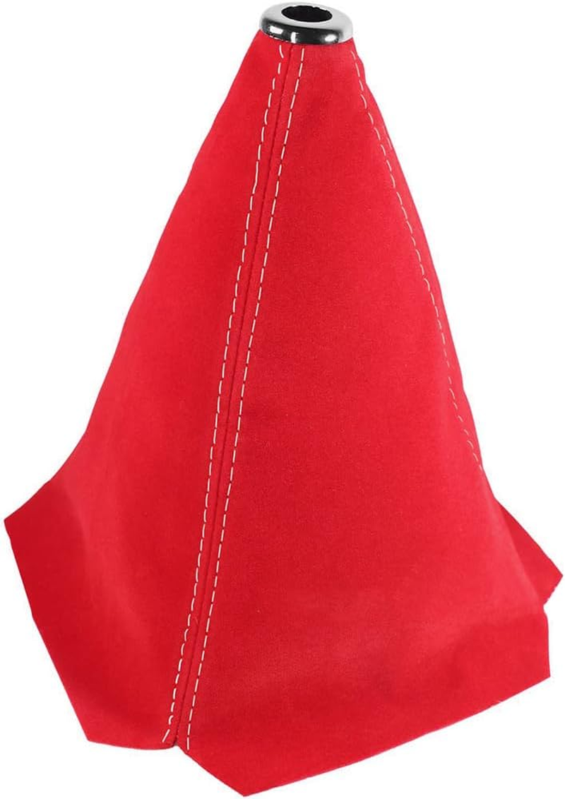 BESULEN Car Shift Boot Cover, Suede Leather Shift Knob Boot Dust Cover, Manual/Auto Shifter Boot Sleeve Replacement, Handbrake Gaiter Boot Dust Cover Car Interior Accessories, Red/White - Black/Blue image number 5
