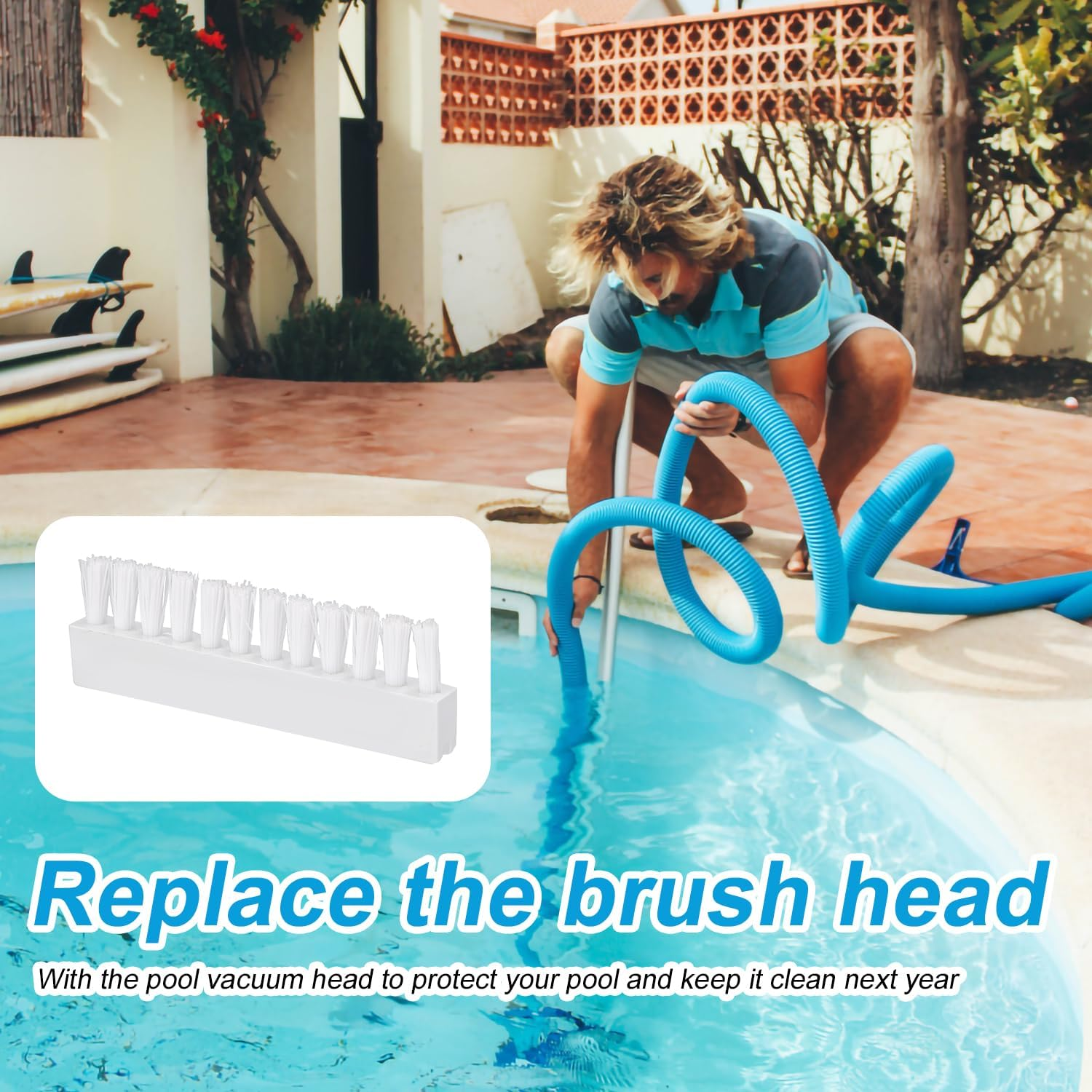 7Pcs Pool Vacuum Head Replacement Brushes, 3.15X0.98In Pool Cleaning Tools Plastic Universal Fit Pool Replacement Parts for Pool Vacuum Head Attachment image number 4