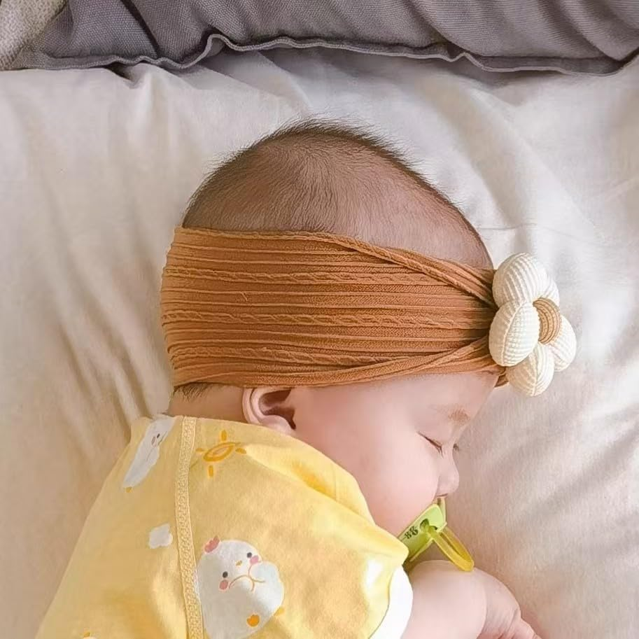 Hjiaruiky Baby Headbands Baby Girls Bows Headband Newborn Bow Handmade Soft Headbands with Bows Hairbands for Infant Toddler Black White Pink (BROWN+BEIGE+PINK)