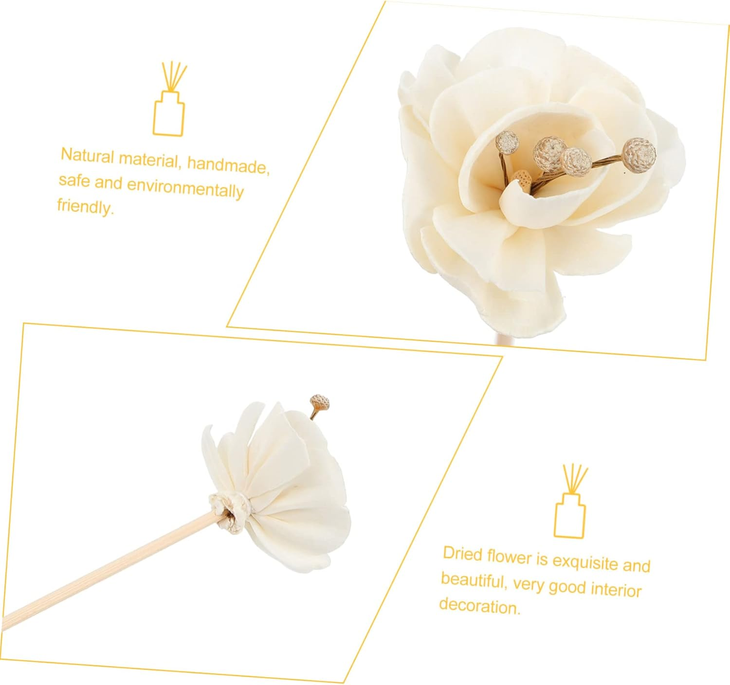 5Pcs Rattan Diffuser Sticks Dried Peony Flowers for Essential Oil Natural Handmade Air Freshener for Home Office Wedding and Event Decor image number 4