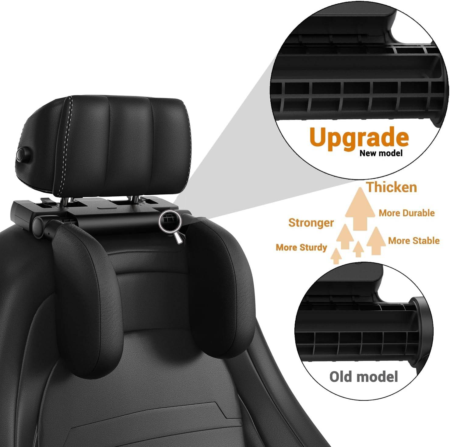 Car Headrest Pillow,Thickened Memory Foam Road Pal Car Seat Headrest,Neck Support Pillow,180&deg; Adjustable Car Headrest, U Shaped,Travel Car Sleeping,Suitable for Kids and Adults (Black) - Black-1 image number 6