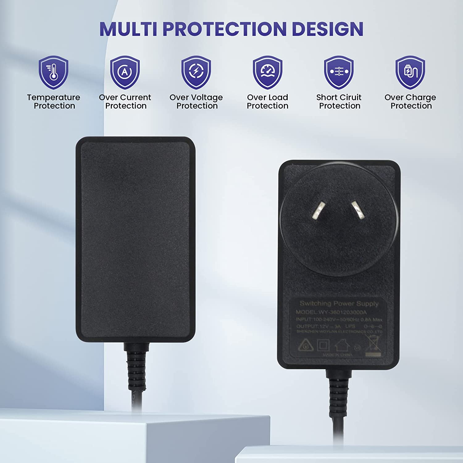 AC to DC 12V 3A Power Supply Adapter for CCTV Camera DVR NVR, Router, Network Switch, LED Strip,Speaker, TV Box, Light Electronic Organ and Other Household Electronics Plug 5.5Mm X 2.1Mm image number 6