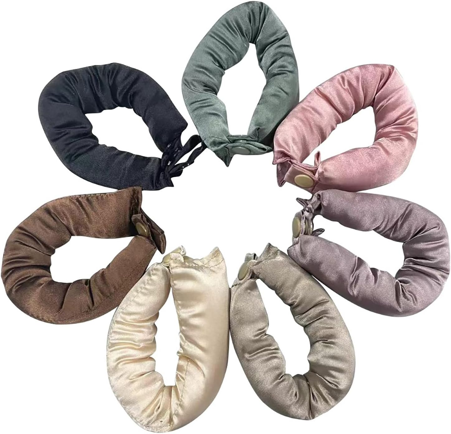 4PCS New Satin Heatless Hair Curler 2 Set, Rollers for Curls with Caps, Soft Curling Rod Headband Long Hair, Set Sleep in Overnight (Gold) image number 3