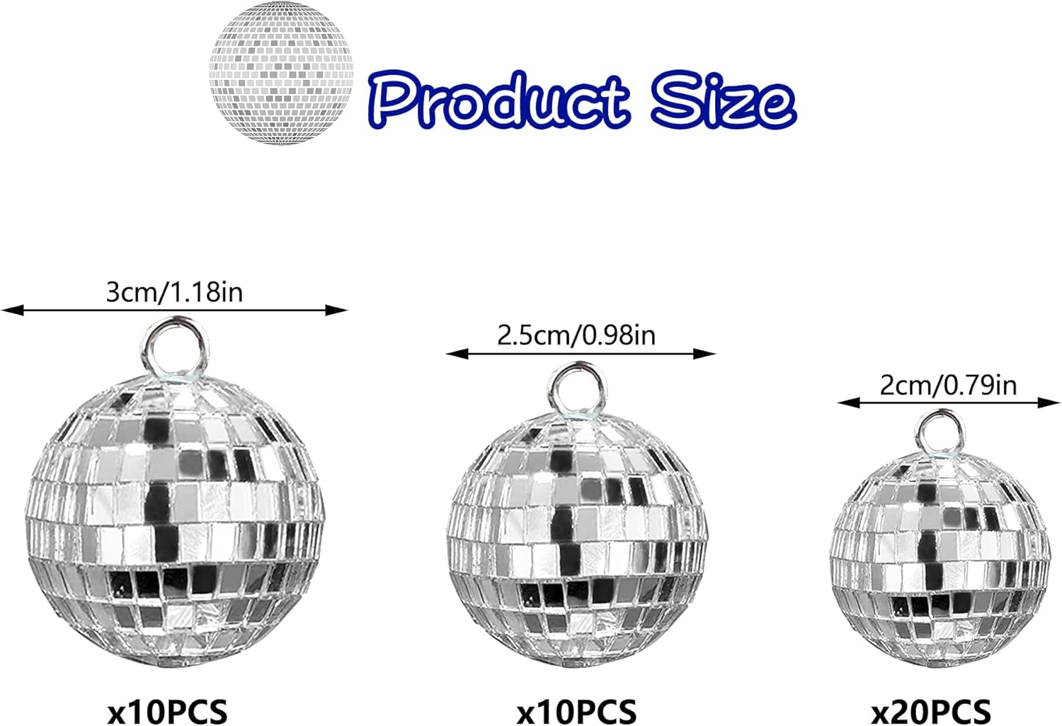 40 PCS 0.78 Inch 1 Inch 1.2 Inch Disco Ball Cake Decoration Ornaments Reflective Mirror Ball Cake Decoration Silver Mini Disco Ball Decoration for Table Decorations 70S Theme Disco Party Supplies image number 6
