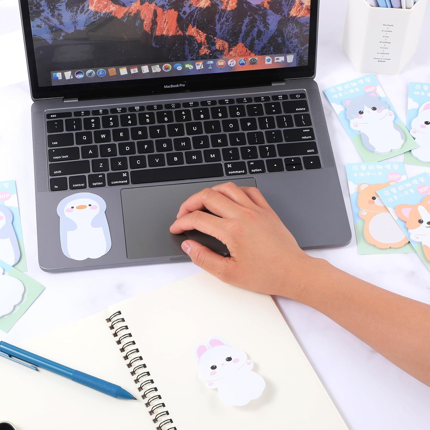 Amaxiu Cute Self Stick Notes, 6 Pack Cartoon Animal Sticky Note Kawaii Markers Flags Memo Pads Small Sticky Memo Pad Dog Cat Rabbit Bear Shape 8X5Cm/3.2X2In 180 Sheets image number 2