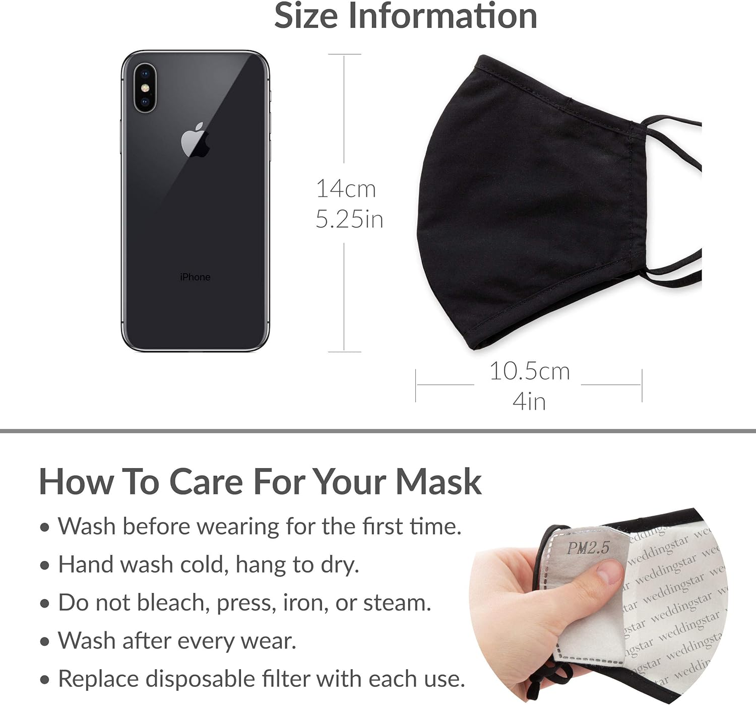 Weddingstar 3 Pack Washable Cloth Face Mask Reusable and Adjustable with Filter Pocket Kids and Adult Sizes image number 2