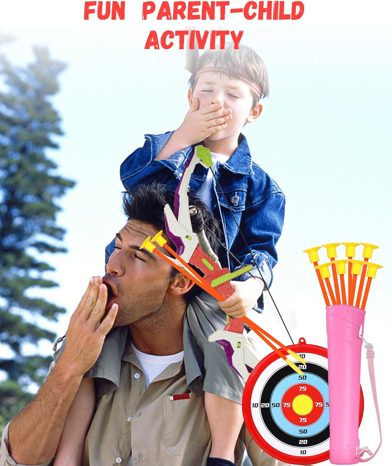 Kids Bow and Arrow Set, LED Light up Archery Toy Set, 10 Suction Cup Arrows, Target & Quiver, Indoor and Outdoor Kids Toys for Children Boys Girls, Christmas Birthday Gifts for Kids image number 2