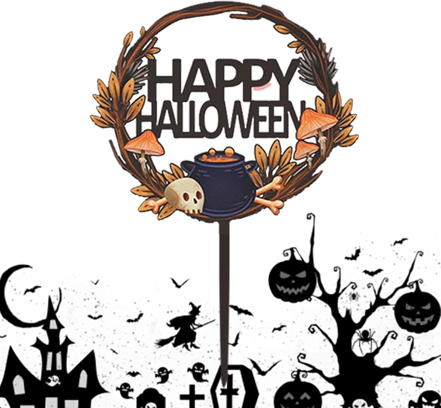 Halloween Party Cake Decoration,Table Decoration Cake Topper - Cake Decoration Cards Table Decoration Supplies Halloween Party Cake Decorations Horror for Boy Girls image number 1