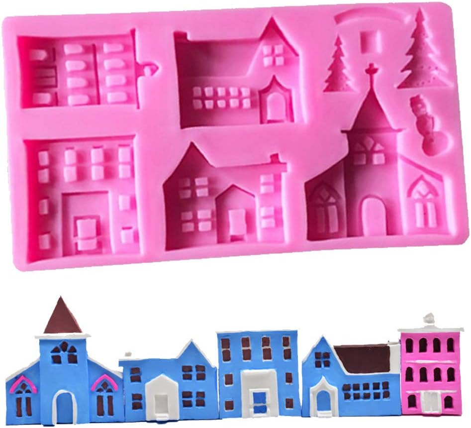 Cute Small Christmas Tree Ice and Snow Baking Fondant Chocolate Fairy Tale Gingerbread House Castle Cottage Cake Decoration Clay Drop Glue Decor Silicone Mold Tool image number 5