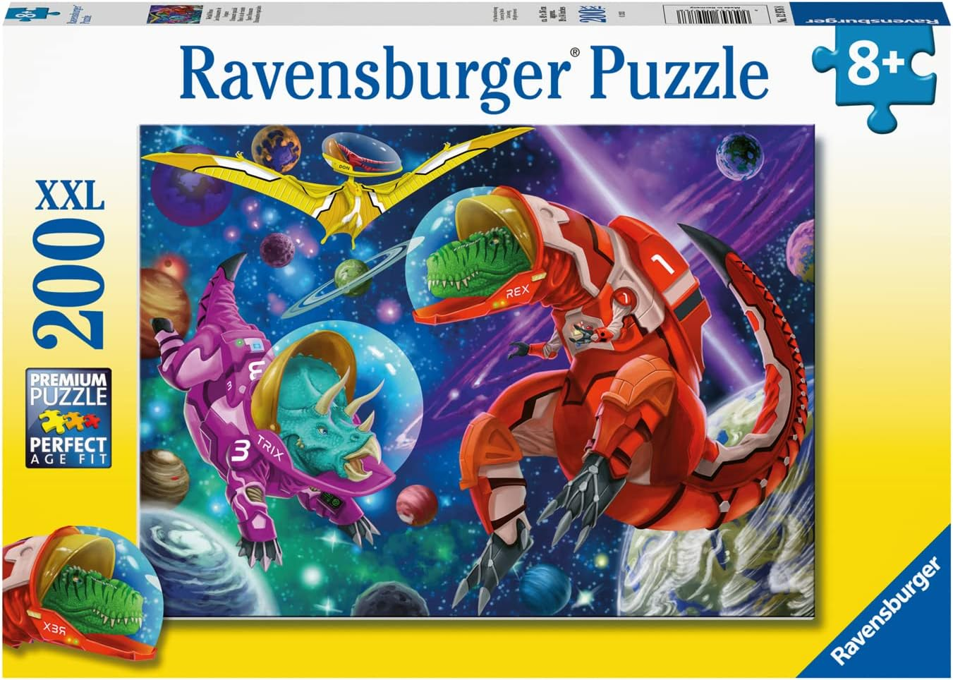 Ravensburger - Space Dinosaurs Puzzle 200 Piece Jigsaw for Kids, Fun Prehistoric Space Adventure, Educational and Colourful image number 4