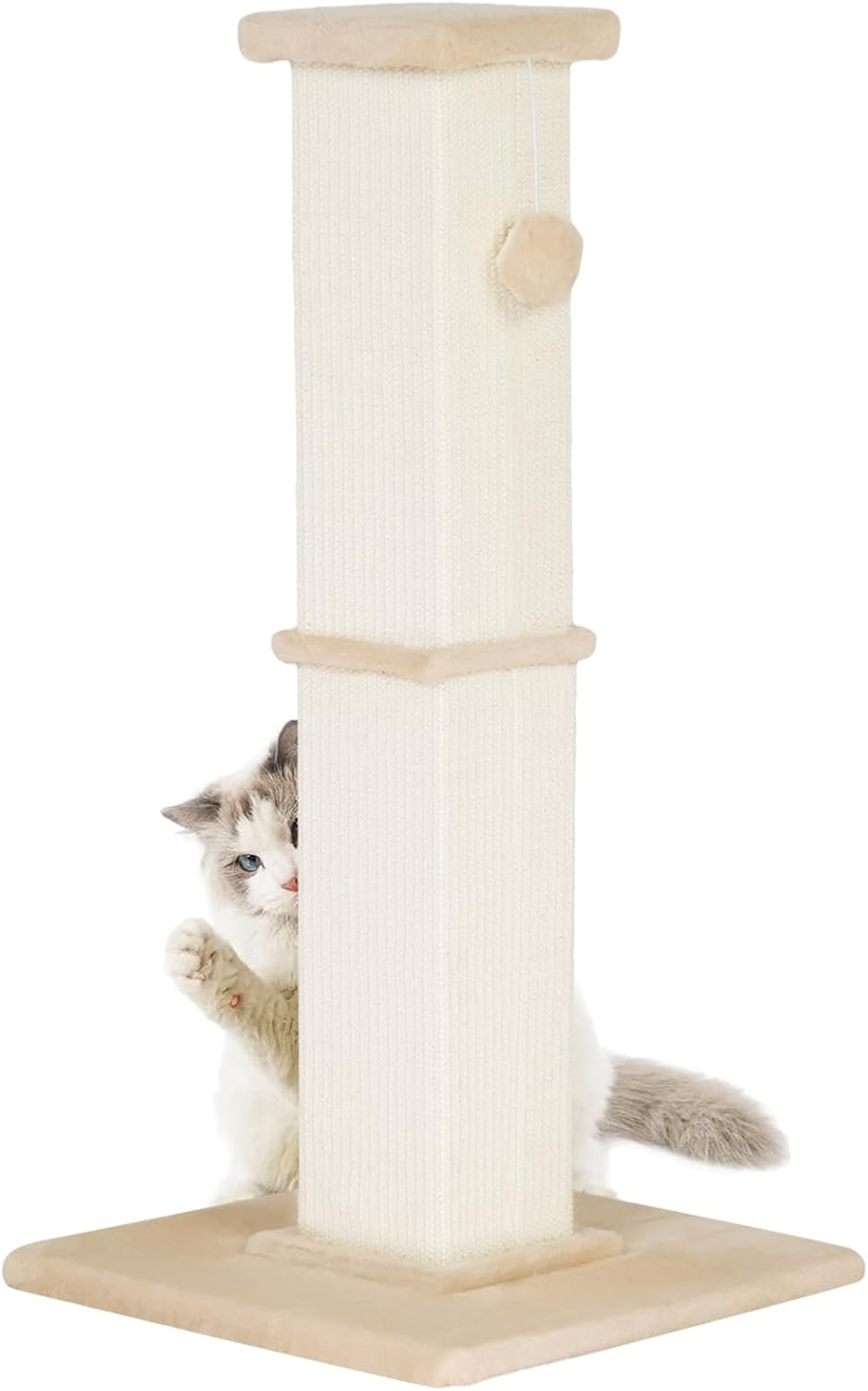 Advwin 33" Cat Scratching Post, Premium Sisal Rope Cat Scratcher for Indoor Cats, Cat Claw Scratching Post with Hanging Balls, Stable Heavy Base
